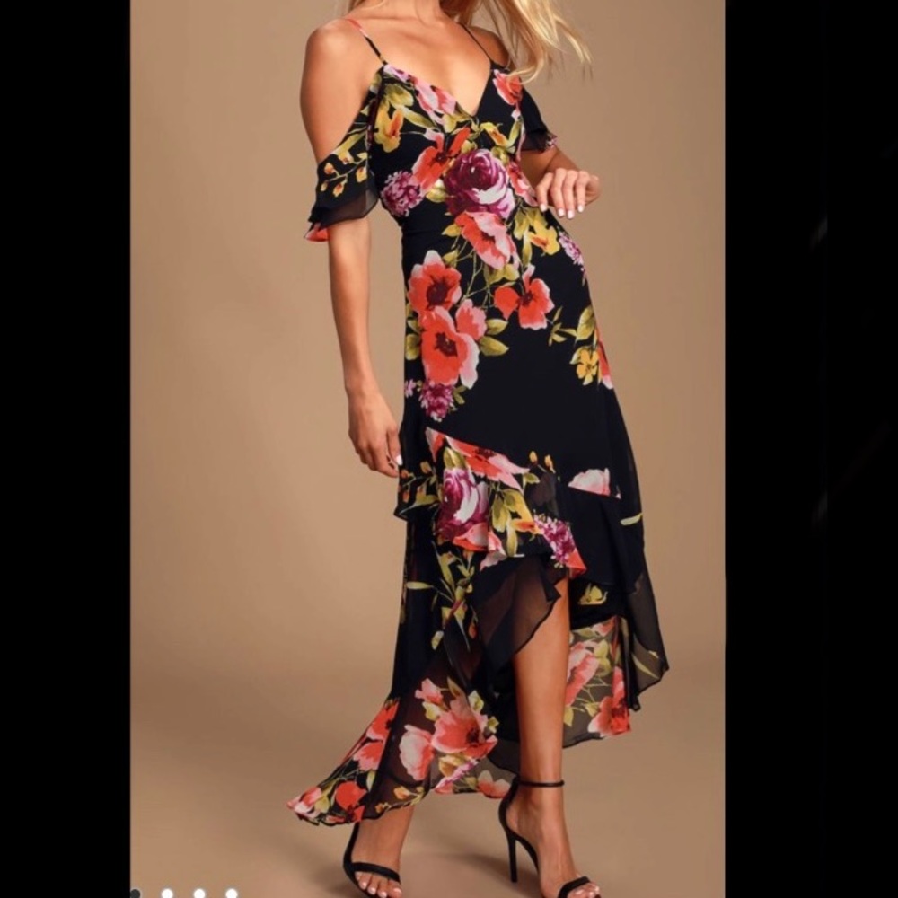 Love in Bloom Black Floral Print Dress